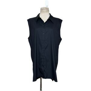 Cos black sleeveless collard buttoned shirt size 14